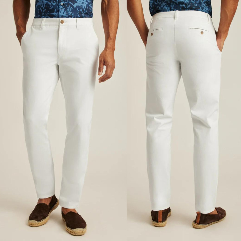 BONOBOS Slim Stretch Washed Chinos Size 32 x 34 Men Bright White Pants $98 NEW